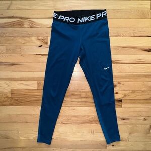 Nike Pro Teal Leggings with Black Waistband ladies size M
